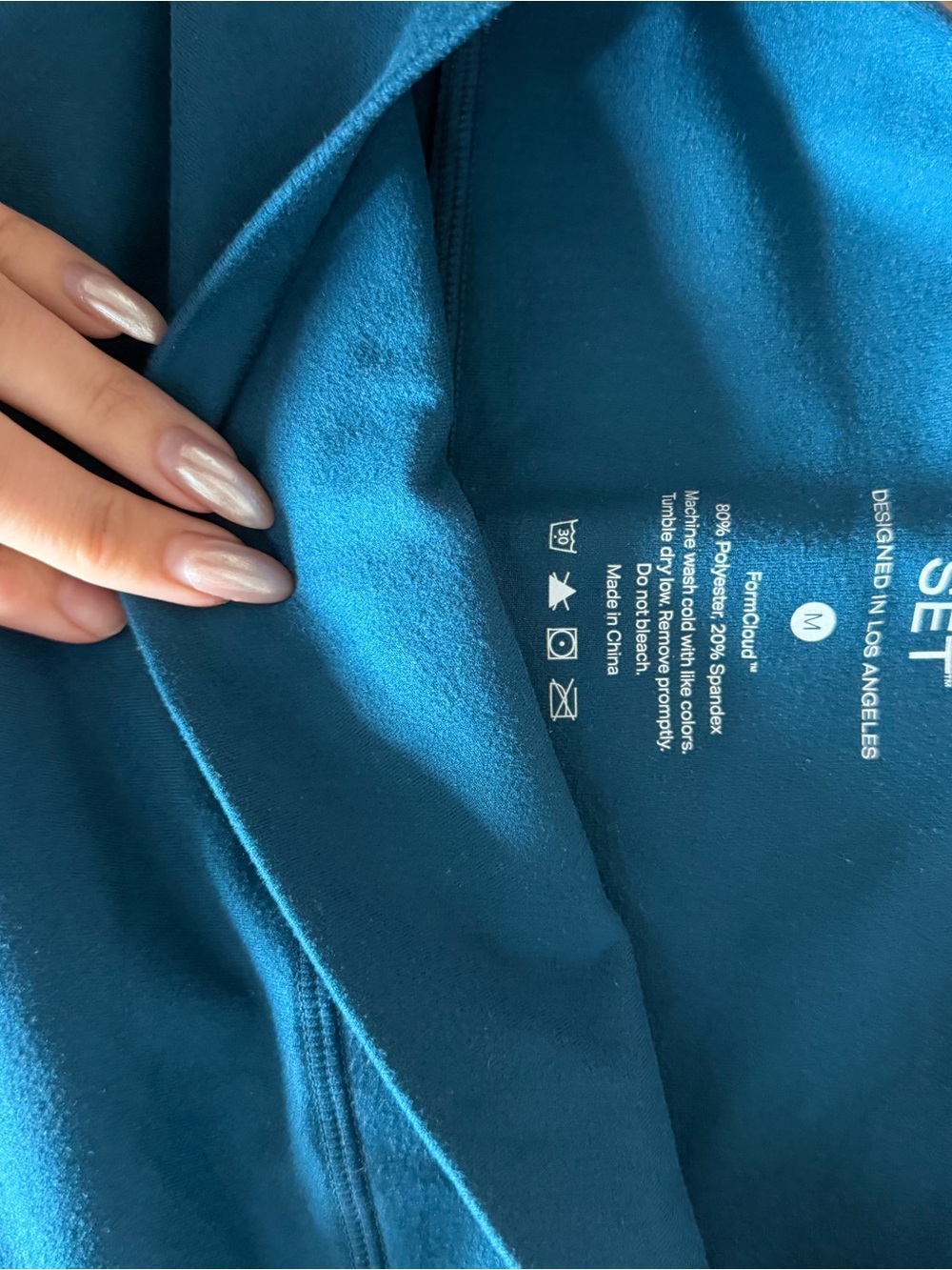 SET Active Teal Scoop Neck Pullover